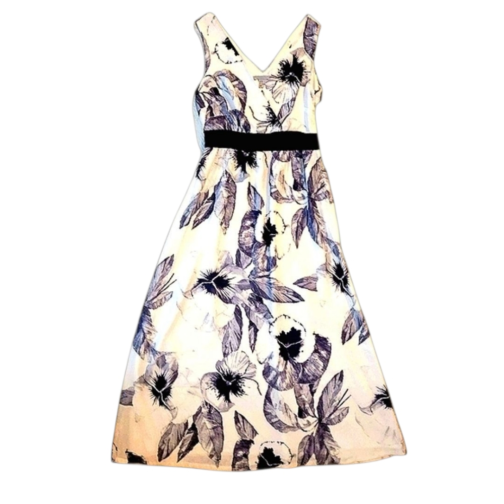 H&M Black & White Flowy Maxi Dress Size 4